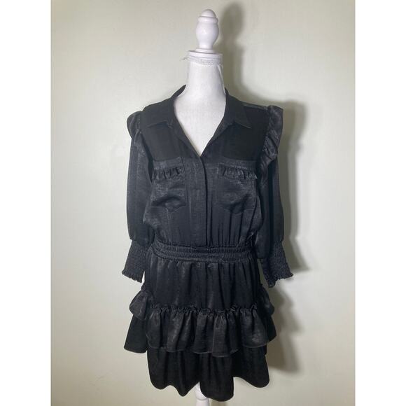 MISA Los Angeles Black Long Sleeve Mini Dress Sz M - Picture 1 of 4